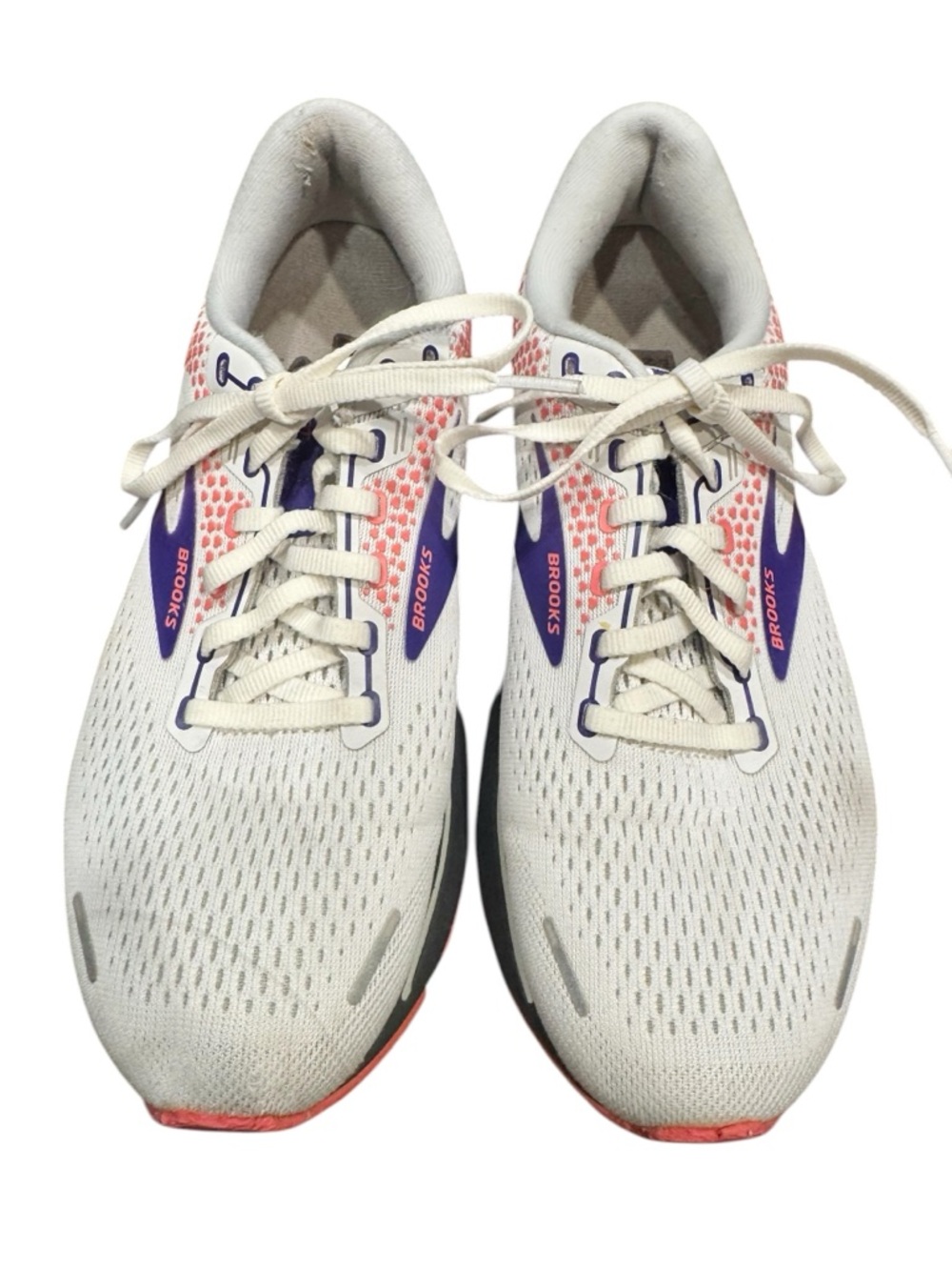 BROOKS Ghost 14 Athletic Running Shoes Sneakers White Purple Orange 9.5